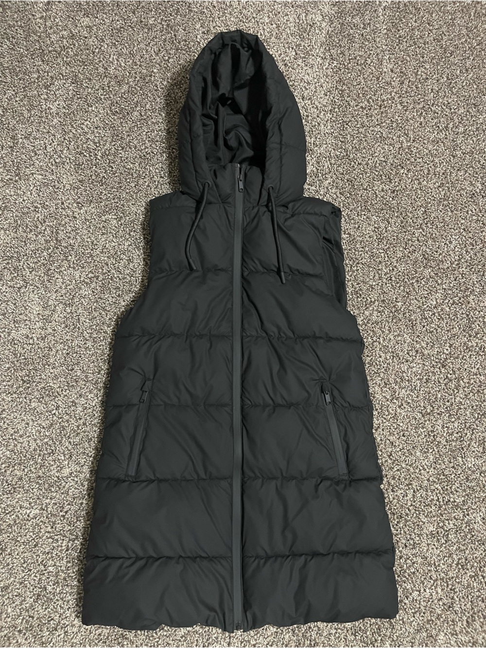 Zara hooded long puffer vest